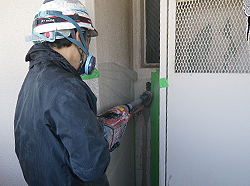 ハイブリットドリルでのラインコア穿孔